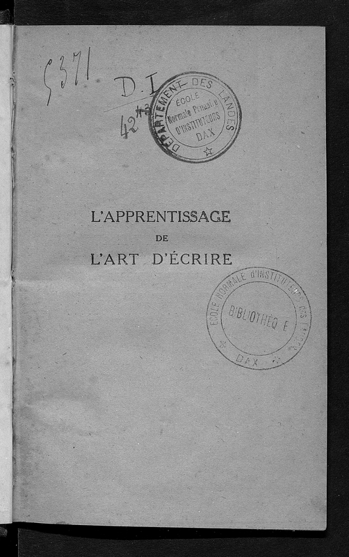 L'apprentissage de l'art d'écrire. Cinquième édition · BabordNum
